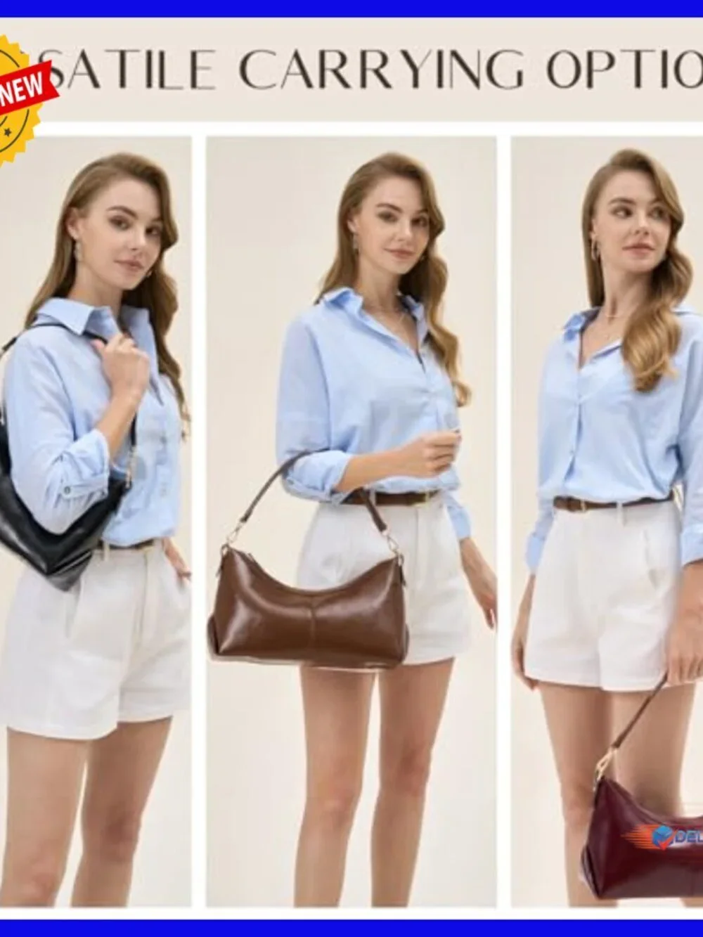 Medium Vegan Leather Hobo Shoulder Bag with Zip Closure